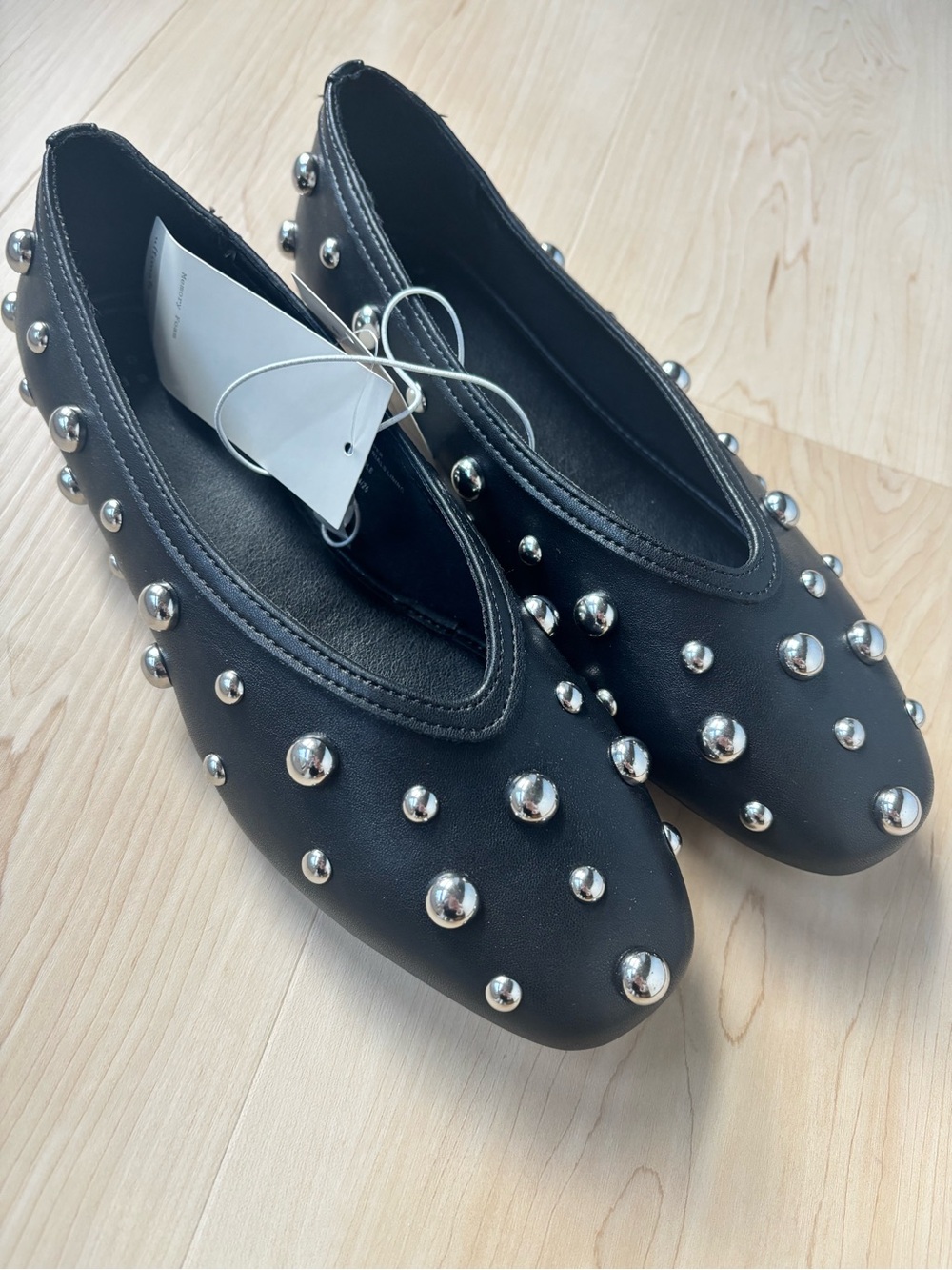Black Studded Women's Ballet Flats